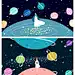 手绘唯美星空夜晚卡通梦幻夜景女孩背景插画海报PSD素材 H1261-淘宝网
