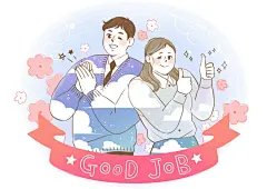韩国简约清新可爱儿童情侣职场男女温馨一家手绘人物插图插画PSD-淘宝网