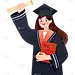 卡通感高考女生元素贴纸
