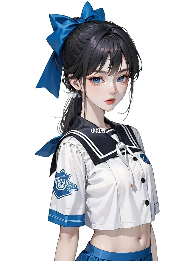 蓝白系JK水手服，清新甜美又不失俏皮。