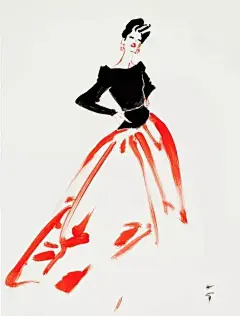 René Gruau与Christian Dior相识于二战后，绘画和审美上的共同喜好让两人惺惺相惜，作为Dior的御用插画师，Rene Gruau用他精湛的画功和敏锐的眼光为品牌创造了许多经典形象和海报设计。
#时尚##遇见艺术##服装设计师杂志#插画超话 ​​​​