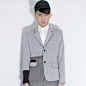 Y-VISON 原创 品牌 男装 新品 黑白灰拼接 立体包绳 西装 12WX011