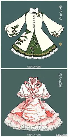 #当中国风邂逅洋装洛丽塔#来自二次元的服装问候，国风与洛丽塔的完美结合！！！设计：苍穹_黑手退散@北坤人素材