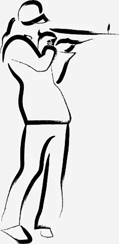 手绘简笔画女子射击免抠素材 创意素材 png素材