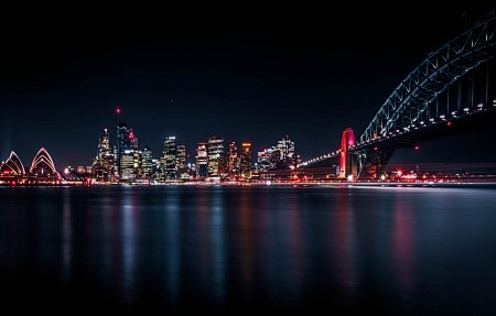 悉尼海港大桥夜景和悉尼天际线4k壁纸38...