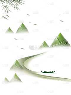 端午节国风粽子群山划龙舟场景元素
