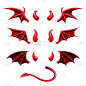 翅膀,有角的,尾巴,恶魔,红色,四元素,怪异,部分,背景分离