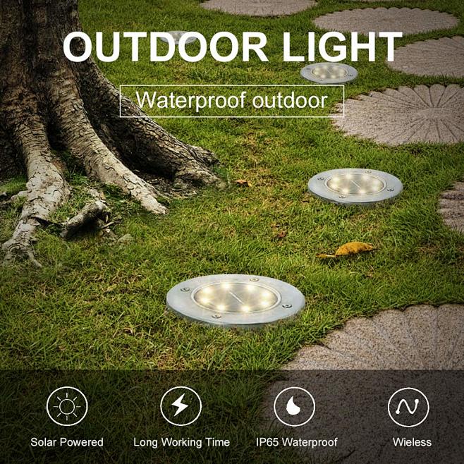 Solar Ground Disk Light, 4 Pack Waterproof Outdoor Ground Light ...
