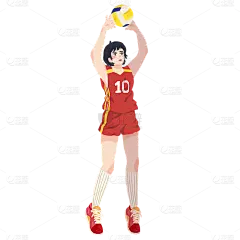 手绘-排球女运动员元素