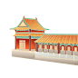 国潮风古建筑古楼古塔鼓楼复古中国风插画