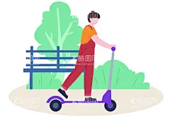 滑板车插画  - 源文件下载【酷图网】滑板车插画,滑板车适量,男孩子滑板车,电动车,座椅,树叶