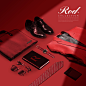 红色喜庆女性化妆品广告海报新年礼物盒口红包装PSD设计素材