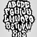 手写涂鸦字体字母。体积字母表。矢量图
