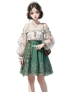 抹茶绿色裙子‖女孩头像‖壁纸