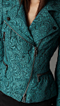 做蕾丝 夹克衫 Indigo Green Cropped Biker Jacket. New from Burberry ~ LOVE this! Beautiful color!