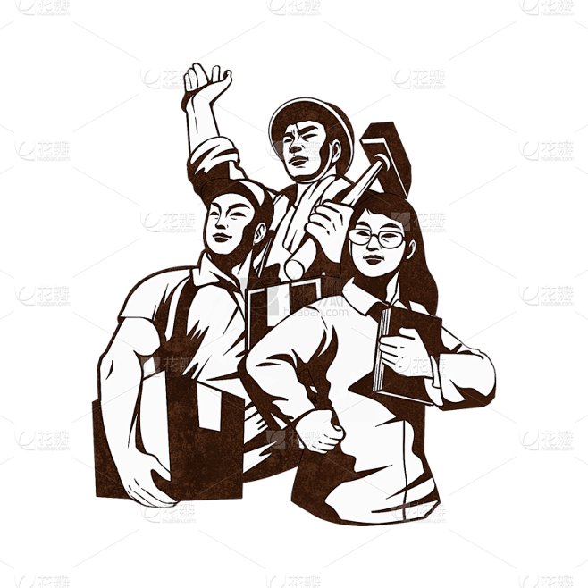 卡通感劳动节人物元素贴纸