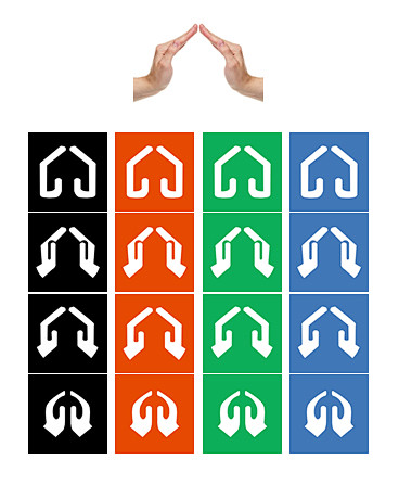 一组基于房形状手势/动作的LOGO设计n...