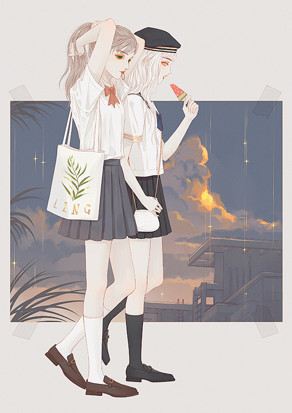 水手服套图_-君翎-__插画师作品_涂鸦...