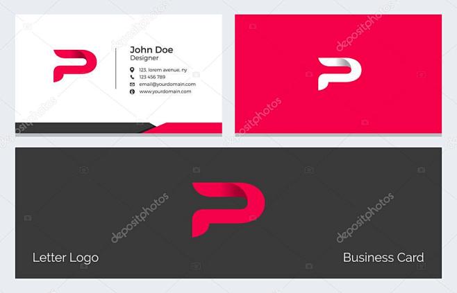 企业最小名片印着现代抽象字母标志的红色