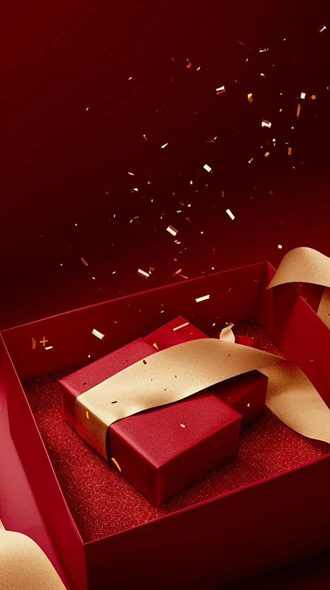 A red gift box with ...