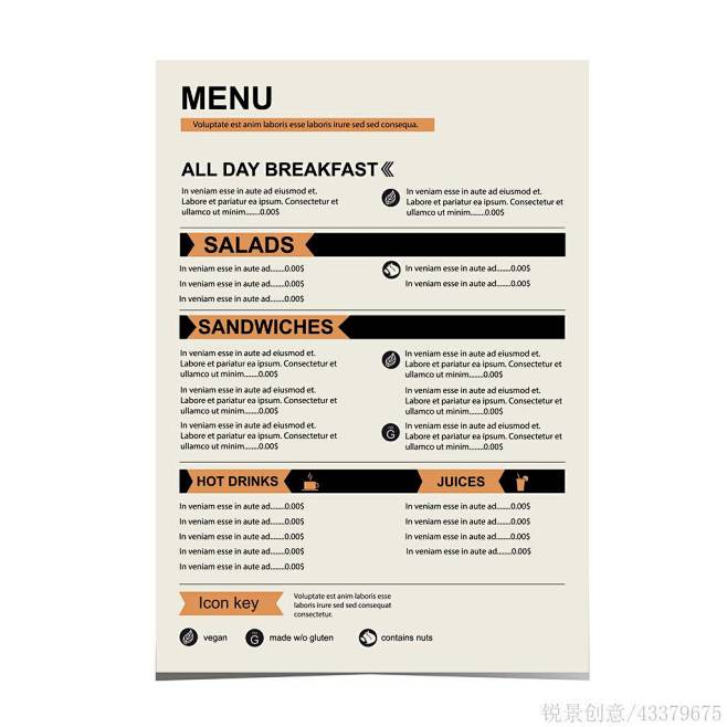 咖啡馆的菜单，餐厅，模板设计 - Ori...