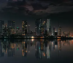 户外美丽星空城市夜景高清图