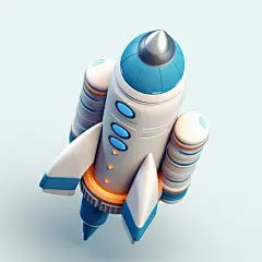 蓝色3d卡通火箭素材图AI图