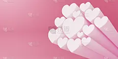 情人节概念背景，爱卡，3d渲染。