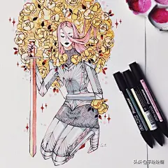 水彩插画：50张书籍人物插图，满足少女心的你，临摹的好素材
