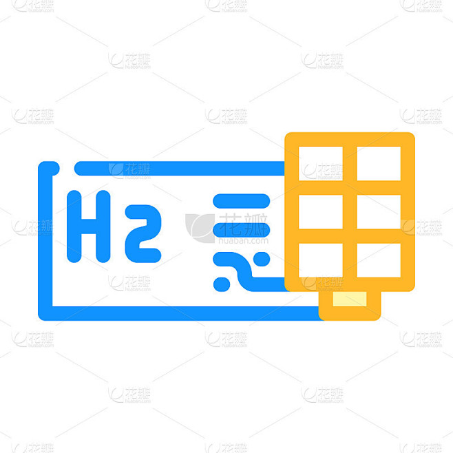 生产氢与太阳能电池板彩色图标矢量插图