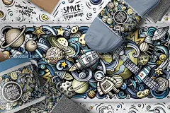 宇宙太空行星空间站科幻手绘涂鸦卡通插图插画国外设计素材ai源文件下载_颜格视觉