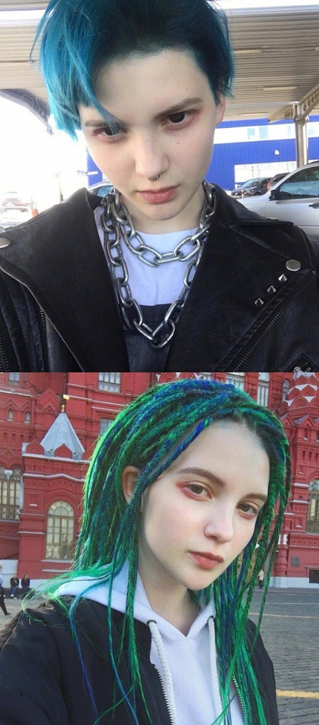 近期走朋克风的乌克兰女孩Katie 发型...