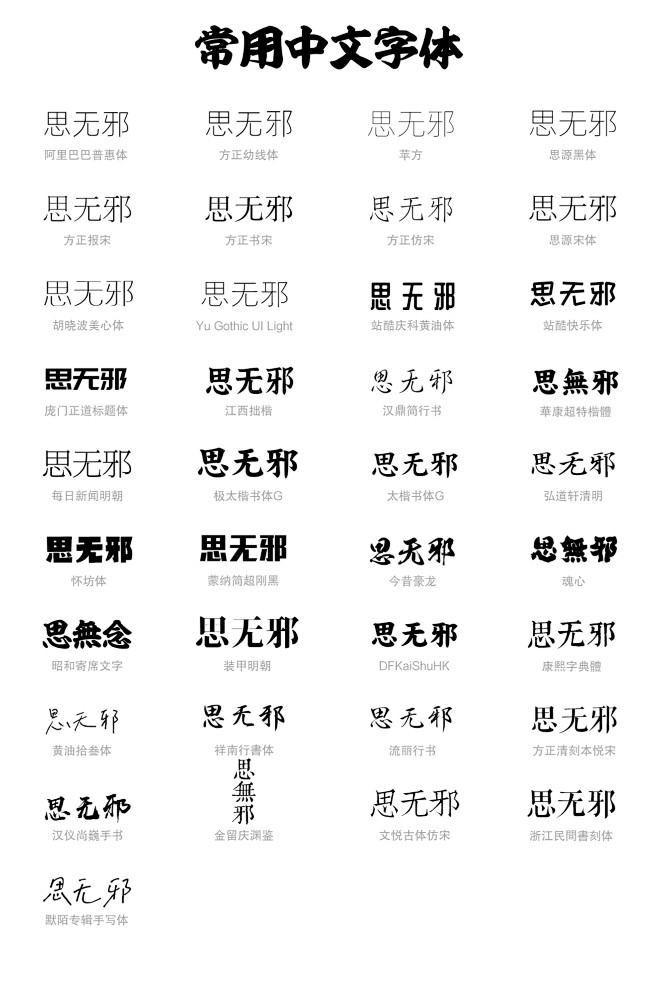 常用中文字体