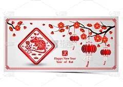2020,春节,传统,贺卡,灯笼,中文,泰国,动物,中国,节日