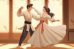 藏族人物少数民族载歌载舞插画