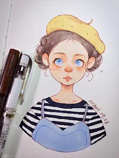 #豆比分享插画师# 今晚分享一组来自【啊睡Ashui.zZ】的手绘人物插画，里面还有鬼怪和使者的图哟~ ​​​​