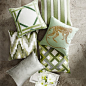 Flame Stitch Ikat Pillow Cover, Green