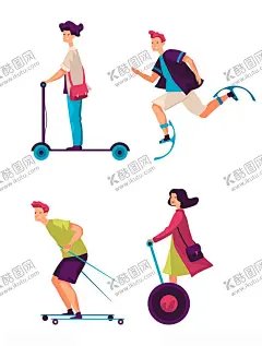 潮流扁平风出行方式矢量插画 【酷图网】潮流扁平风,出行方式,人物插画,矢量插画,扁平风插画,卡通插画,手绘插画,插画设计,矢量元素,元素设计