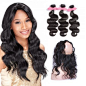 360 Lace Frontal Band with 3 Bundles Body Wavy 7A Brazilian Virgin Hair