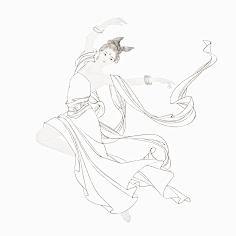 白描人物-花瓣网|陪你做生活的设计师 | 飞天仙女敦煌莫高窟黑白画像
