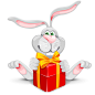 抱礼盒的长耳兔子矢量素材，素材格式：EPS，素材关键词：兔子,节日,礼盒,礼包,礼物