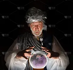 灵性导师,灵性,水平画幅,吉普赛人,超自然,彩色图片,水晶球,预测,摄影,读书