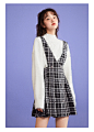 【新品】乐町学院风连衣裙2020新款秋季女装格纹双排扣连衣裙-tmall.com天猫
