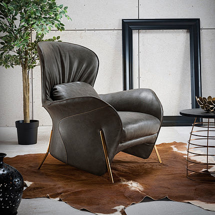 北欧设计师沙发椅客厅单人现代简约休闲羽绒...