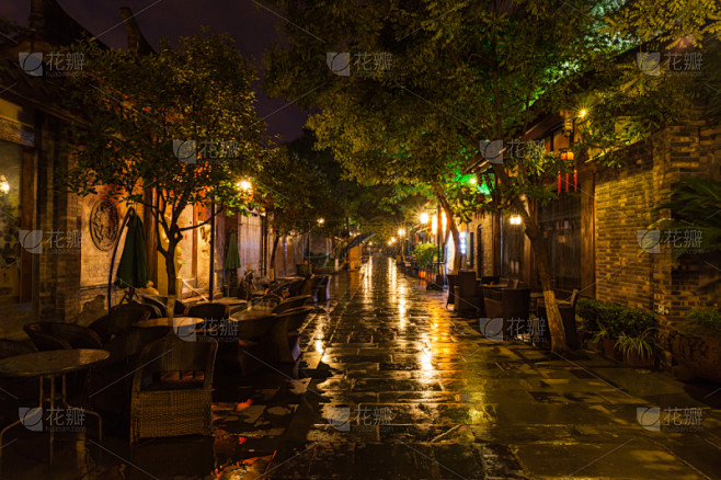 宽窄巷子,成都,夜晚,旅途,林荫路,巷,著名景点,餐馆,2015年,户外