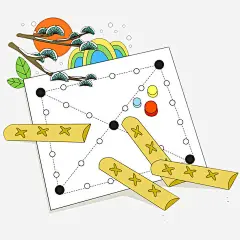 手绘彩色飞行棋盘_新图网 https://ixintu.com 飞行棋 彩色手绘 圆点 线条 风景小画 棋子 下棋卡通 手绘下棋