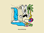 Bali island illustrations bali balinese cmyk colorful detailed happy illustration island island life man monkey outline stroke swimming temple tourist travel vector water woman