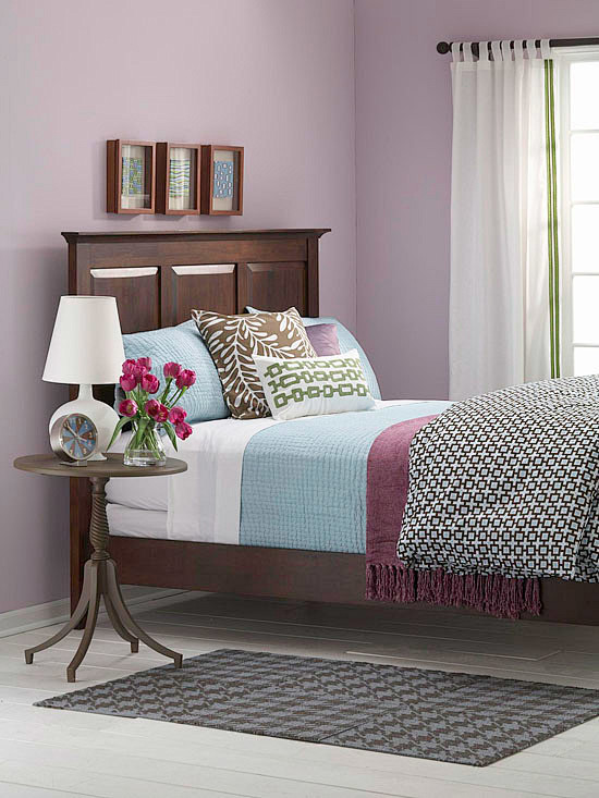 bedroom w/purple wal...