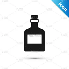 灰色酒精饮料朗姆酒瓶图标孤立在白色背景。向量