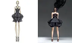 #Versace# #范思哲# 服装设计 时尚插画 手稿图VS实物图